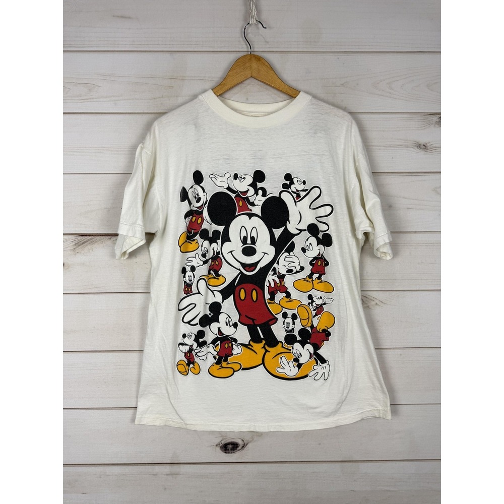 Vintage Mickey Mouse Shirt Adult Large Disney Cartoon AOP Graphic Tee 90s